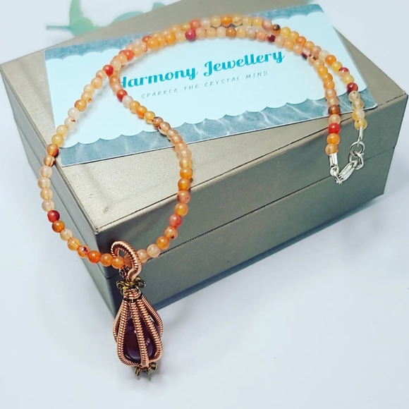 Carnelian Necklace with red agate pendant - Picture 3 of 4